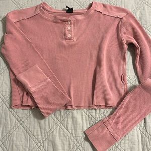 Pink Cropped Long Sleeve Tee